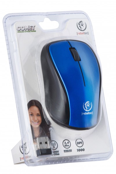 Синя бездротова оптична миша COMET